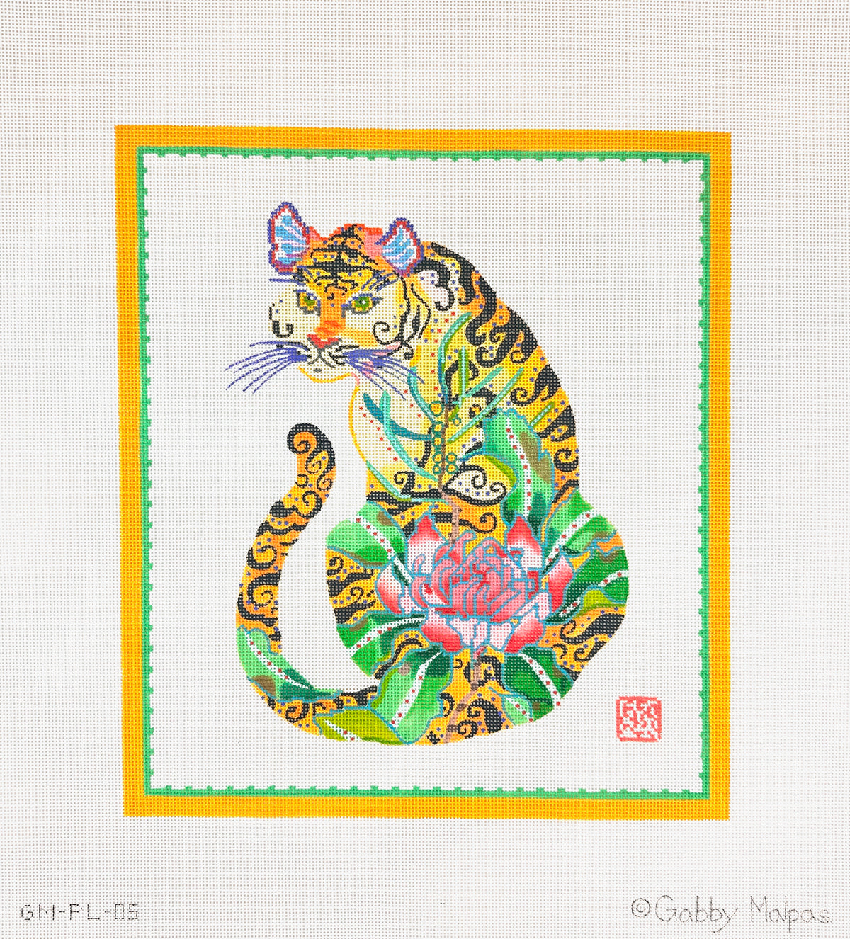 Kate Dickerson Needlepoint Collections Gabby Malpas Decorative Tiger Canvas