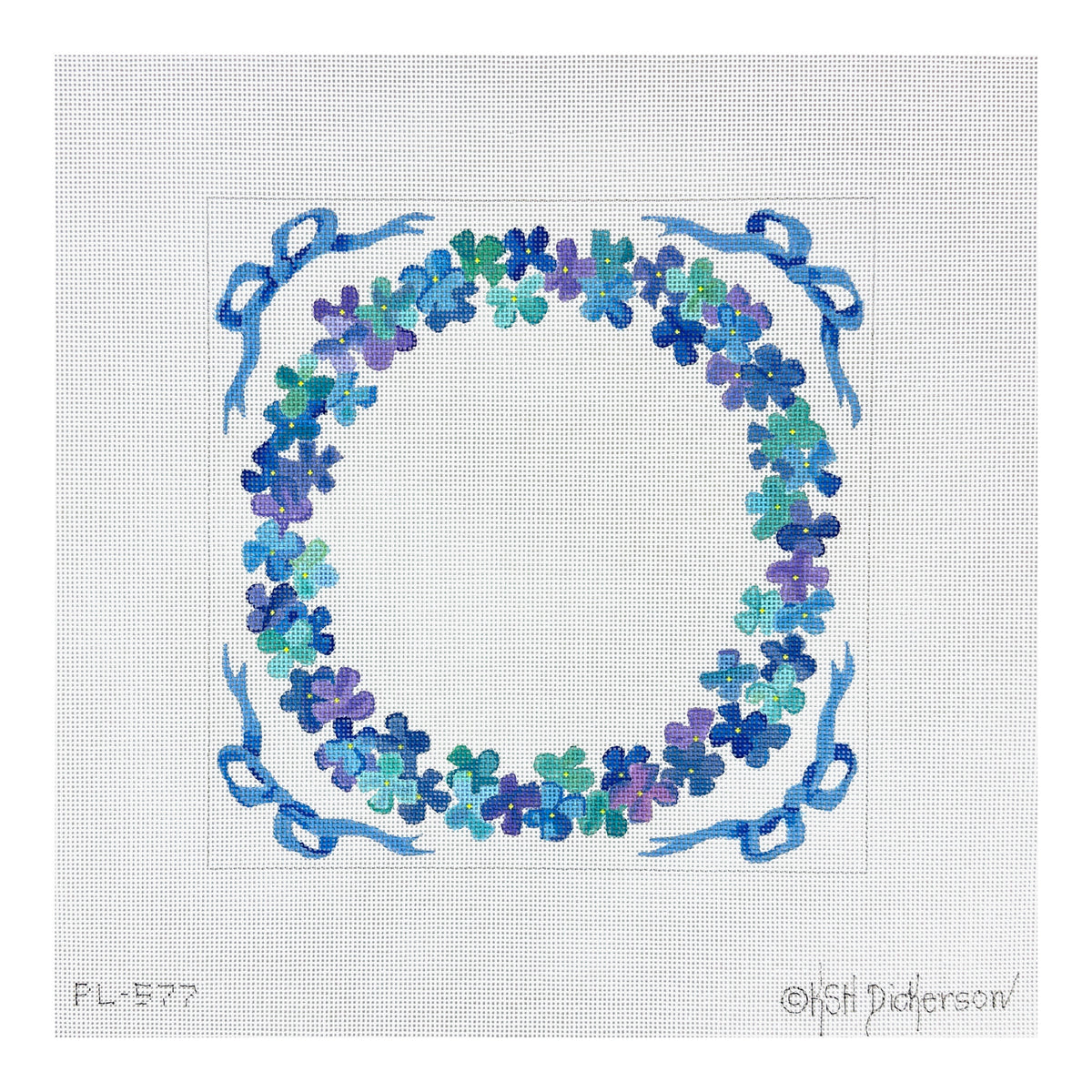 Kate Dickerson Needlepoint Collections Ring Bearer Pillow Hydrangea Wreath Needlepoint Canvas