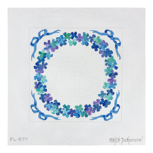 Kate Dickerson Needlepoint Collections Ring Bearer Pillow Hydrangea Wreath Needlepoint Canvas