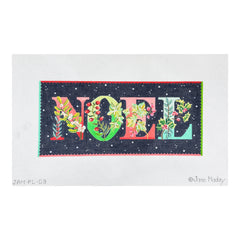 Kate Dickerson Needlepoint Collections Jane Maday Noel with Winter Greens and Berries Midnight Sky with Sparkly Snowflakes Needlepoint Canvas