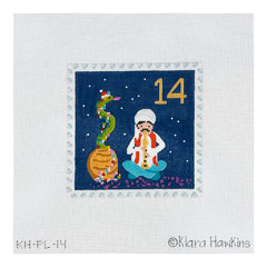 Kate Dickerson Needlepoint Collections Klara Hawkins Advent Stamp Fourteen Snake Charmer Needlepoint Canvas