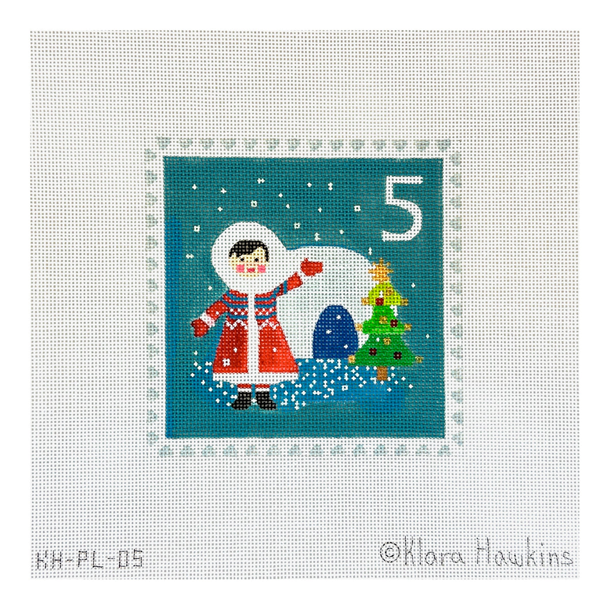 Kate Dickerson Needlepoint Collections Klara Hawkins Advent Stamp Five Alaska Needlepoint Canvas