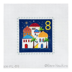 Kate Dickerson Needlepoint Collections Klara Hawkins Advent Stamp Eight Middle Eastern Town Needlepoint Canvas