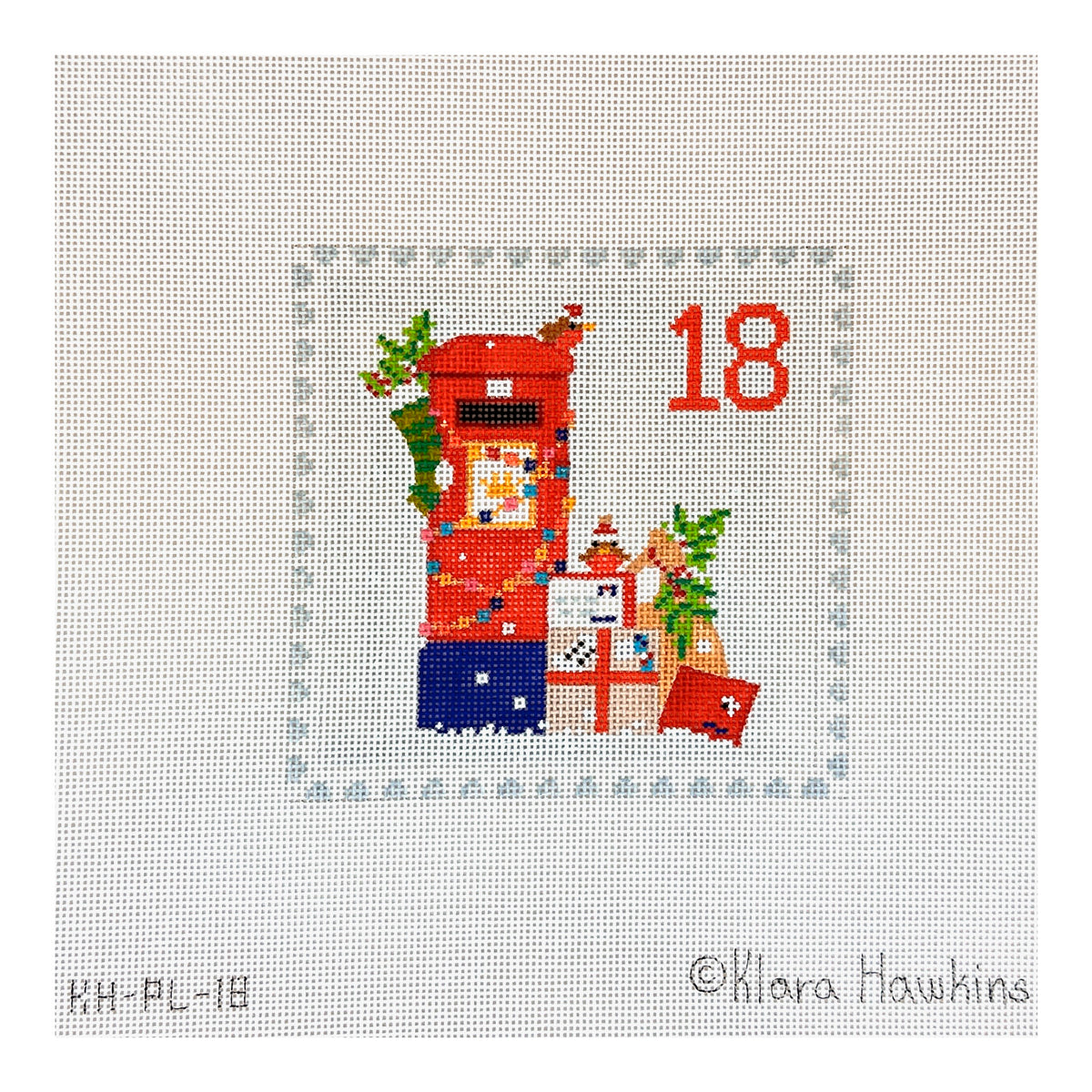 Kate Dickerson Needlepoint Collections Klara Hawkins Advent Stamp English Letter Box Needlepoint Canvas