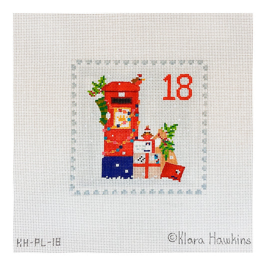 Kate Dickerson Needlepoint Collections Klara Hawkins Advent Stamp English Letter Box Needlepoint Canvas