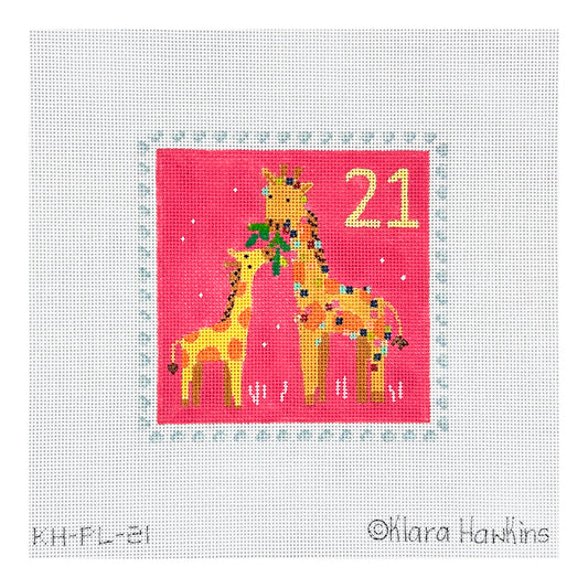 Kate Dickerson Needlepoint Collections Klara Hawkins Advent Stamp Giraffes Needlepoint Canvas