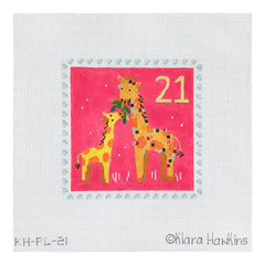 Kate Dickerson Needlepoint Collections Klara Hawkins Advent Stamp Giraffes Needlepoint Canvas