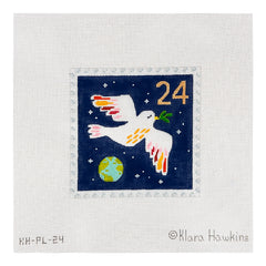 Kate Dickerson Needlepoint Collections Klara Hawkins Advent Stamp Peace on Earth Dove Needlepoint Canvas