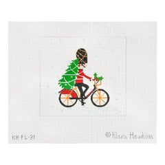 Kate Dickerson Needlepoint Collections Klara Hawkins London Christmas Guardsman on Bike Needlepoint Canvas