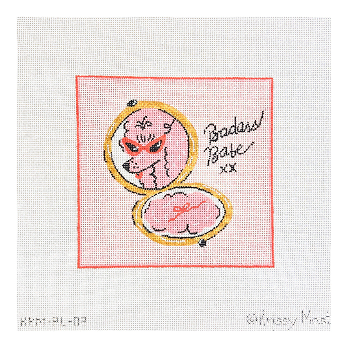 Kate Dickerson Needlepoint Collections Krissy Mast Badass Babe Poodle Compact Needlepoint Canvas