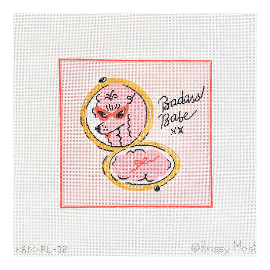 Kate Dickerson Needlepoint Collections Krissy Mast Badass Babe Poodle Compact Needlepoint Canvas