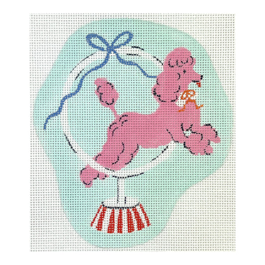 Kate Dickerson Needlepoint Collections Krissy Mast Circus Dog: Poodle Jumping Through Hoop Needlepoint Canvas