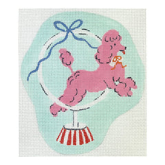 Kate Dickerson Needlepoint Collections Krissy Mast Circus Dog: Poodle Jumping Through Hoop Needlepoint Canvas