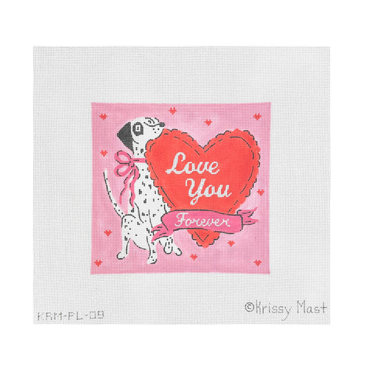 Kate Dickerson Needlepoint Collections Krissy Mast Love You Forever Dalmatian with Heart Needlepoint Canvas
