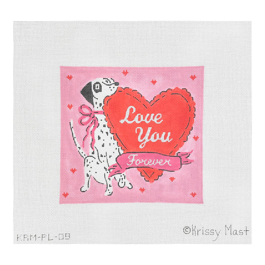 Kate Dickerson Needlepoint Collections Krissy Mast Love You Forever Dalmatian with Heart Needlepoint Canvas