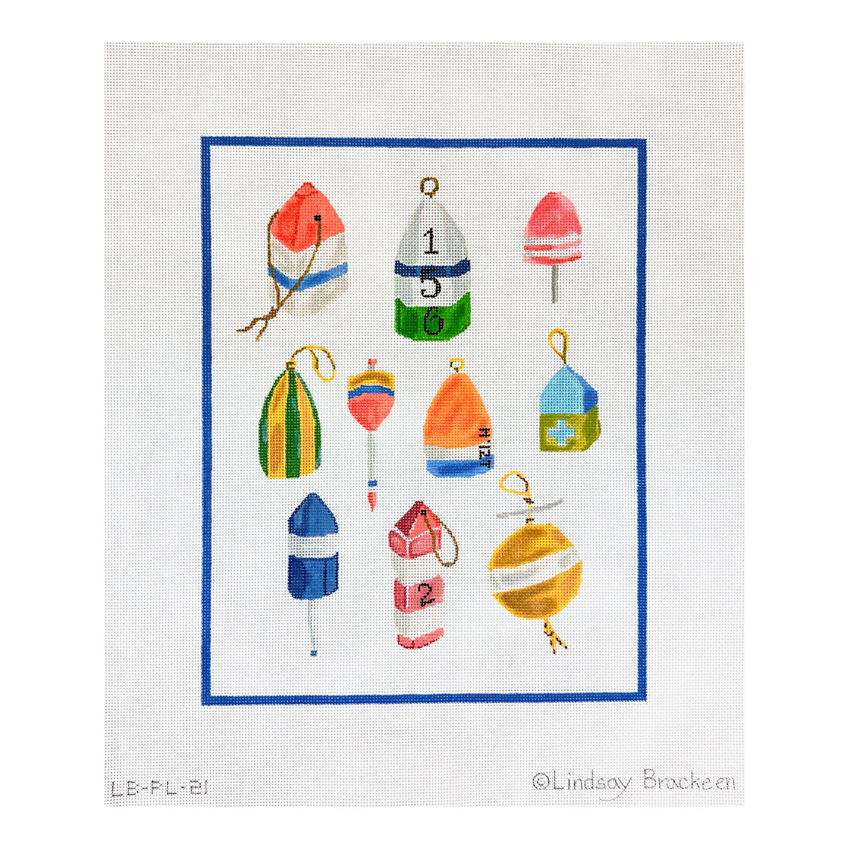 Kate Dickerson Needlepoint Collections Lindsay Brackeen Colorful Buoys Needlepoint Canvas