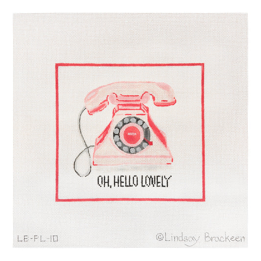 Kate Dickerson Needlepoint Collections Lindsay Brackeen Oh Hello Lovely Retro Pink Telephone Needlepoint Canvas