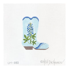 Kate Dickerson Needlepoint Collections Mini Cowgirl Boot Bluebonnets Needlepoint Canvas