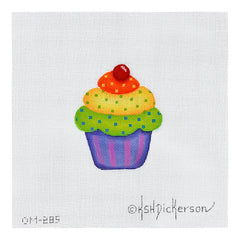 Kate Dickerson Needlepoint Collections Mini Sweet Treat Rainbow Cupcake with Cherry Needlepoint Canvas