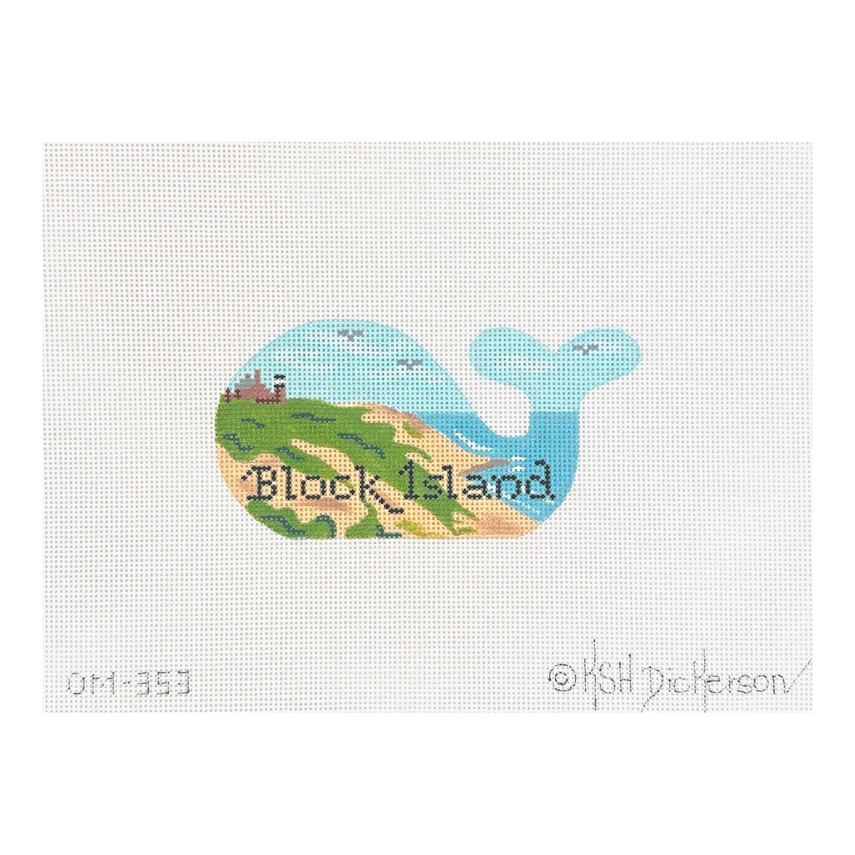 Kate Dickerson Needlepoint Collections Mini Whale Block Island Scene Needlepoint Canvas