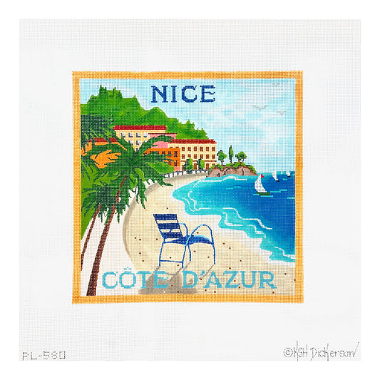 Kate Dickerson Needlepoint Collections Nice Cote d'Azur Collage Needlepoint Canvas