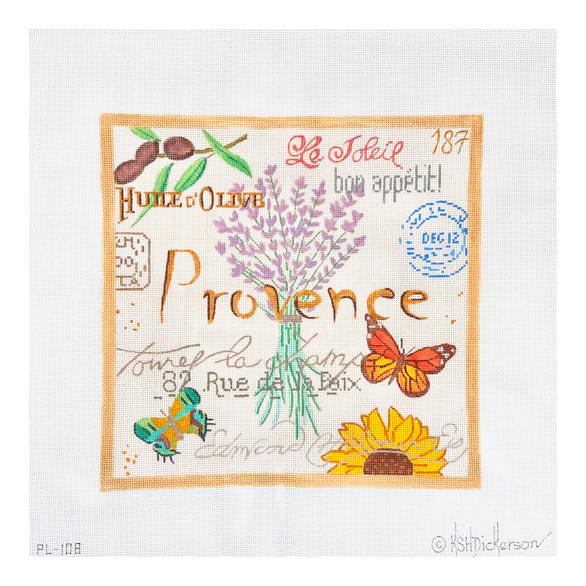 Kate Dickerson Needlepoint Collections Provence Collage Needlepoint Canvas