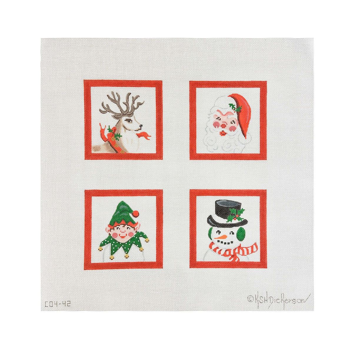 Kate Dickerson Needlepoint Collections Set Of Four Coasters Christmas Characters Needlepoint Canvas