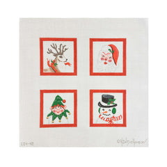 Kate Dickerson Needlepoint Collections Set Of Four Coasters Christmas Characters Needlepoint Canvas