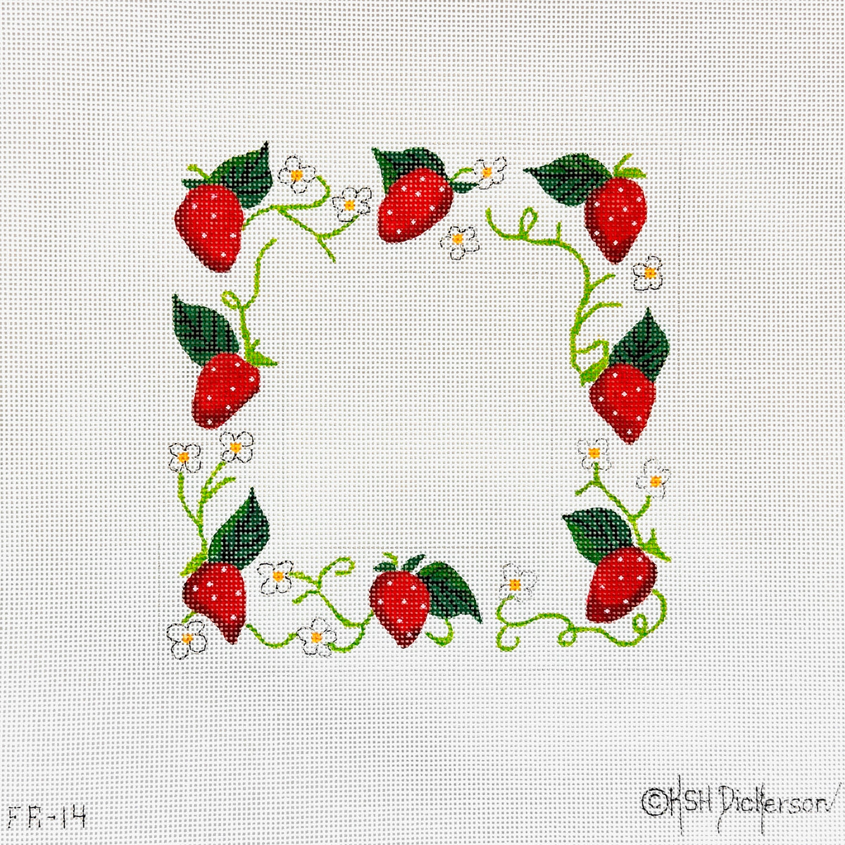 Kate Dickerson Needlepoint Collections Strawberries Picture Frame Needlepoint Canvas