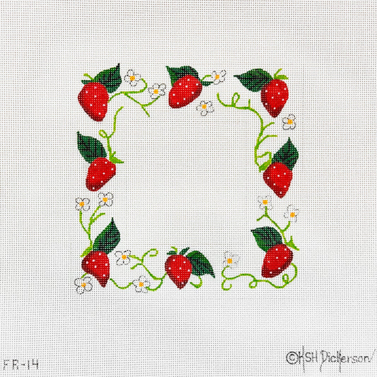 Kate Dickerson Needlepoint Collections Strawberries Picture Frame Needlepoint Canvas