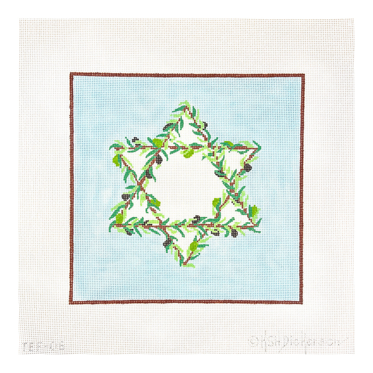 Kate Dickerson Needlepoint Collections Tefillin Bag Olive Branches Star of David Needlepoint Canvas