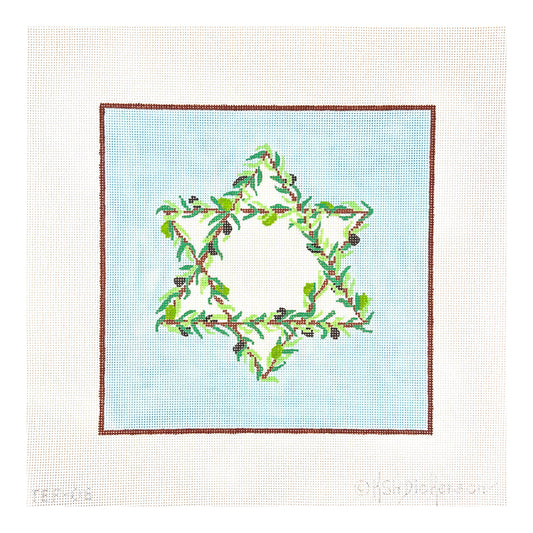 Kate Dickerson Needlepoint Collections Tefillin Bag Olive Branches Star of David Needlepoint Canvas