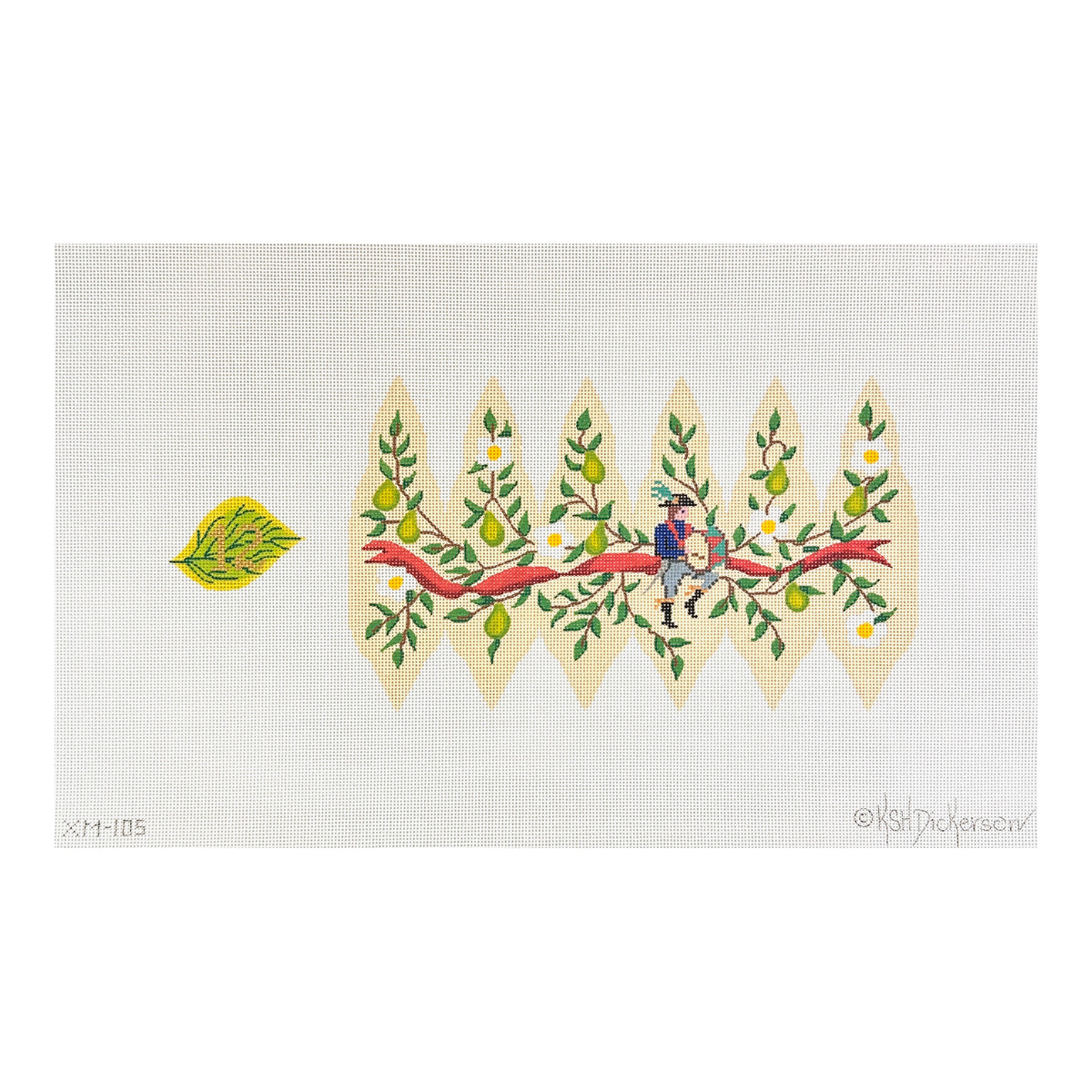 Kate Dickerson Needlepoint Collections Twelve Days Pear #12 Drummers Drumming Needlepoint Canvas