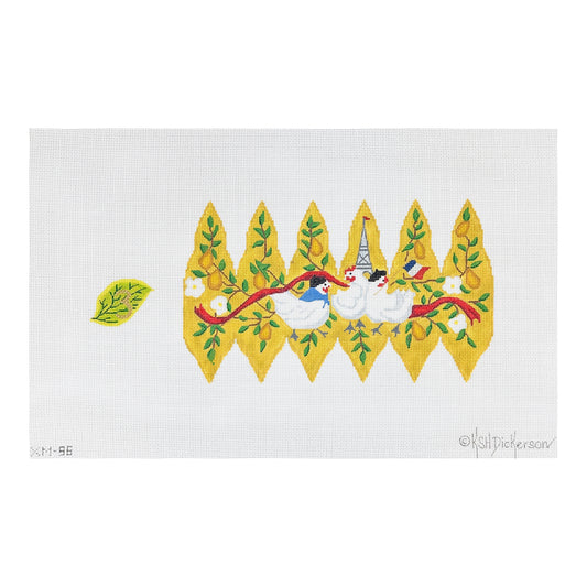 Kate Dickerson Needlepoint Collections Twelve Days Pear #3 French Hens Needlepoint Canvas