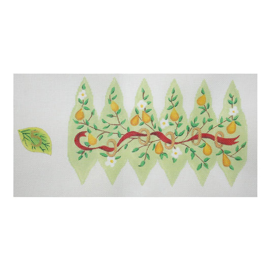 Kate Dickerson Needlepoint Collections Twelve Days Pear #5 Golden Rings Needlepoint Canvas