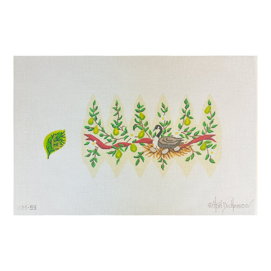 Kate Dickerson Needlepoint Collections Twelve Days Pear #6 Geese a Laying Needlepoint Canvas
