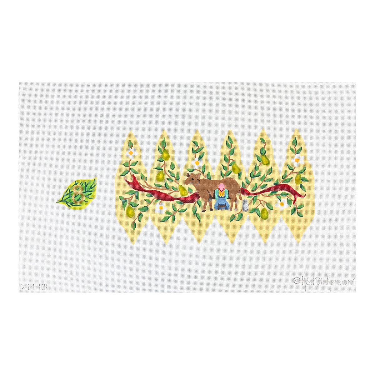 Kate Dickerson Needlepoint Collections Twelve Days Pear #8 Maids a Milking Needlepoint Canvas