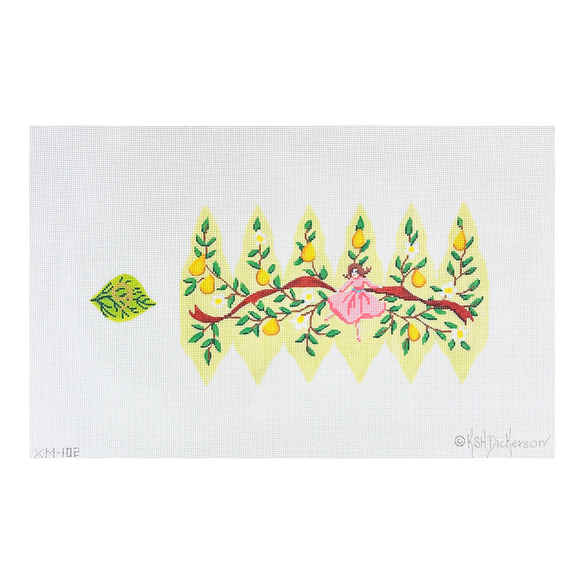 Kate Dickerson Needlepoint Collections Twelve Days Pear #9 Ladies Dancing Needlepoint Canvas