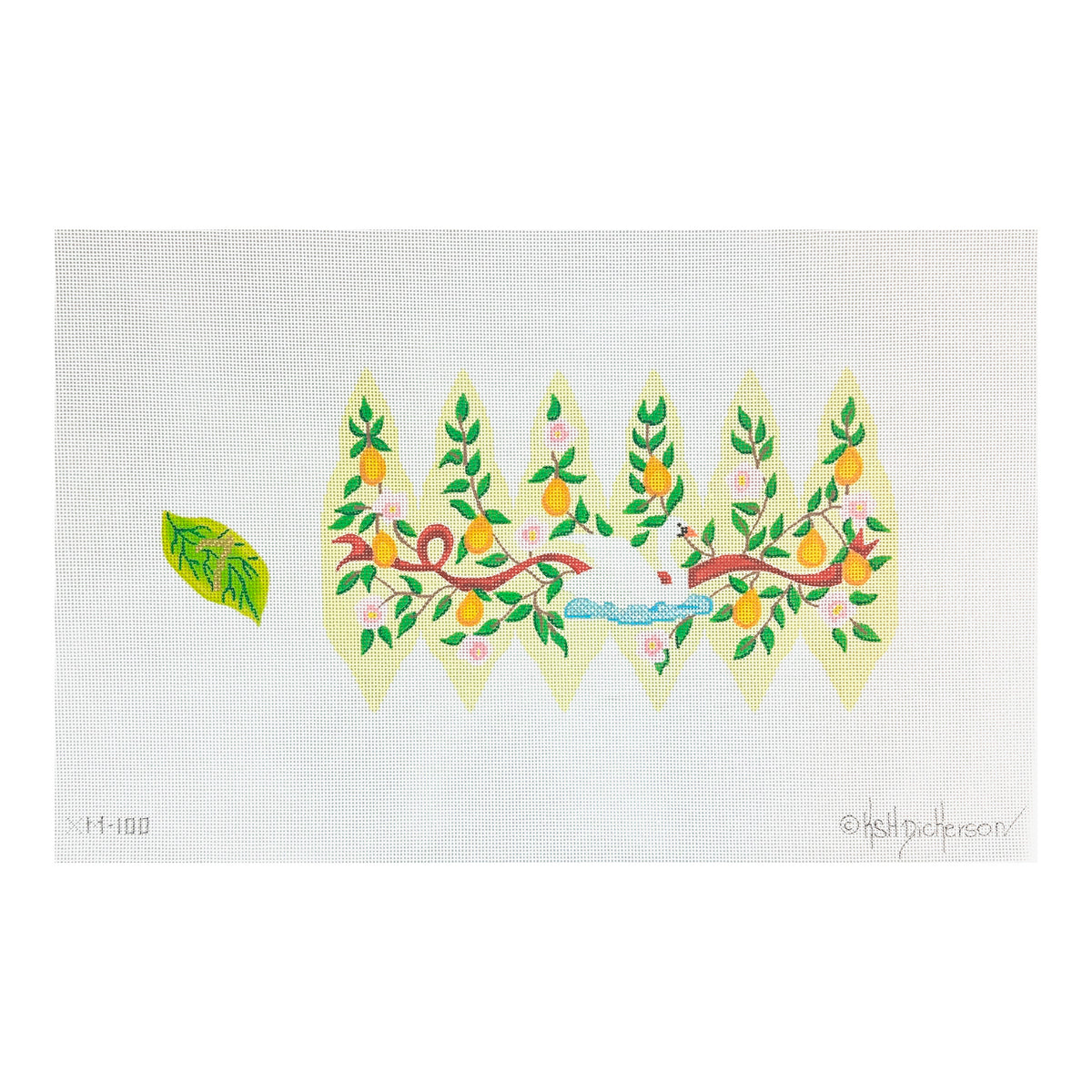 Kate Dickerson Needlepoint Collections Twelve Days Pear #7 Swans a Swimming Needlepoint Canvas