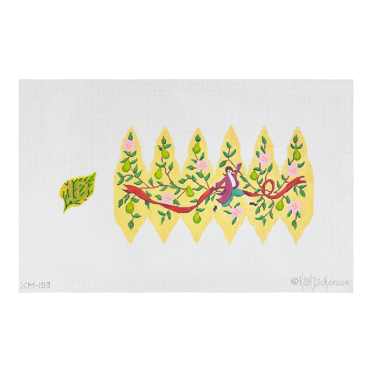 Kate Dickerson Needlepoint Collections Twelve Days Pear #10 Lords a Leaping Needlepoint Canvas