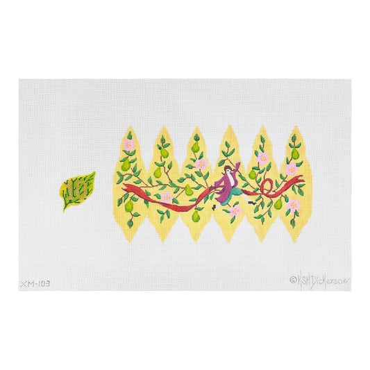 Kate Dickerson Needlepoint Collections Twelve Days Pear #10 Lords a Leaping Needlepoint Canvas