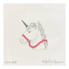 Kate Dickerson Needlepoint Collections Unicorn White Pinks & Red Needlepoint Canvas