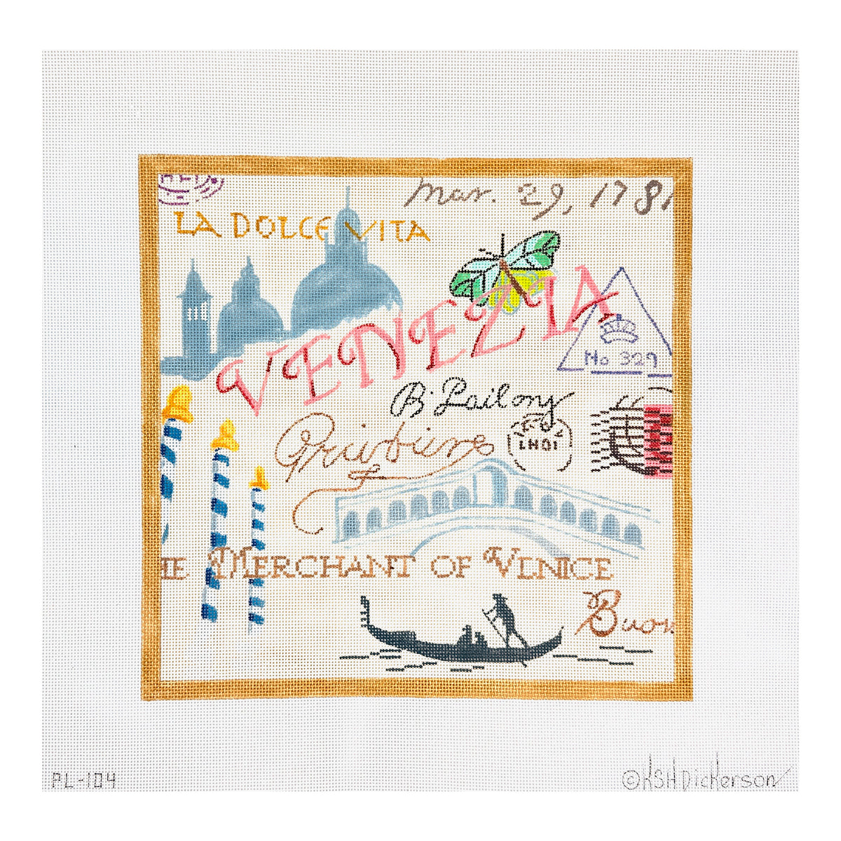 Kate Dickerson Needlepoint Collections Venice Collage Needlepoint Canvas
