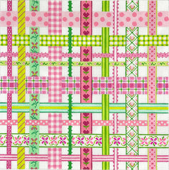 Kate Dickerson Needlepoint Collections Woven Ribbons Pinks and Greens Needlepoint Canvas