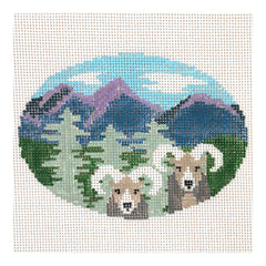 Kathy Schenkel Designs Bighorn Sheep Oval Needlepoint Canvas