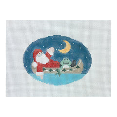 Kathy Schenkel Designs Santa in Canoe Oval Needlepoint Canvas