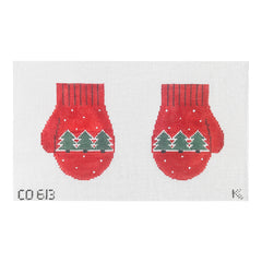 Kathy Schenkel Designs Trees Mittens Needlepoint Canvas - Red