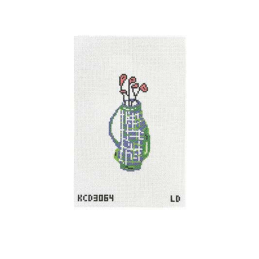 KCN Designers Lemon Daisy Blue Plaid Golf Club Ornament Needlepoint Canvas
