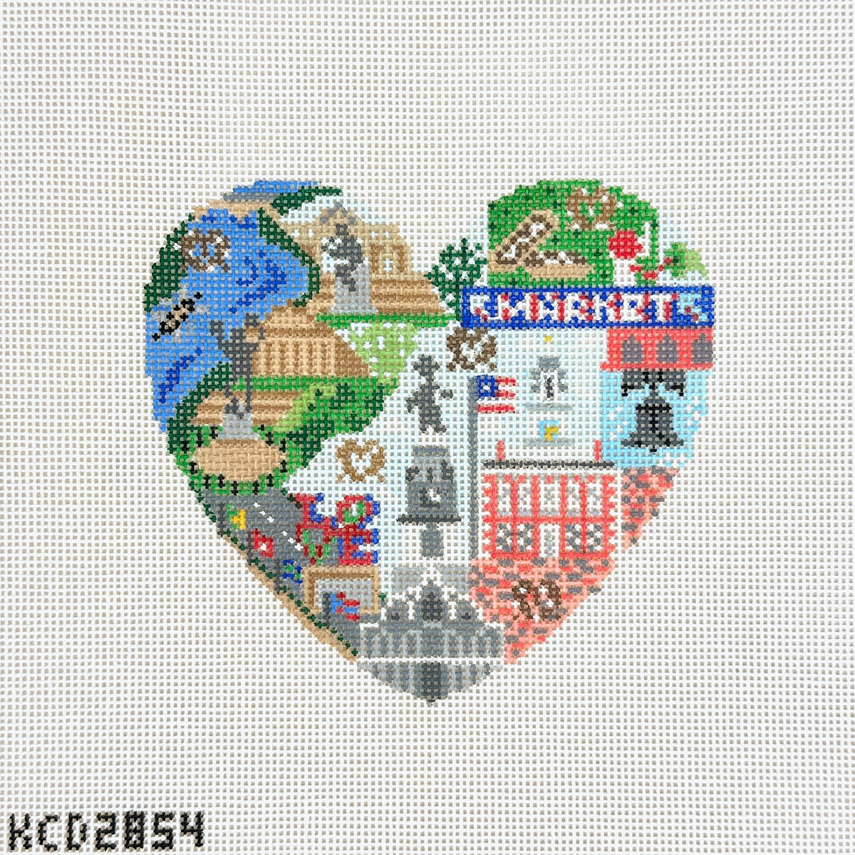 KCN Designers Philadelphia Heart Needlepoint Canvas