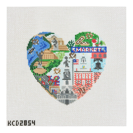 KCN Designers Philadelphia Heart Needlepoint Canvas